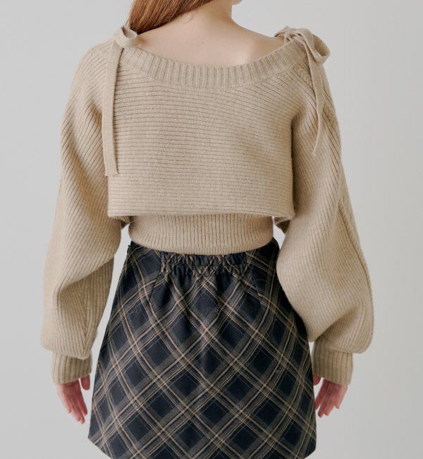  「ケーブルリボンキャミ+ボレロセット」|ニット・セーター|