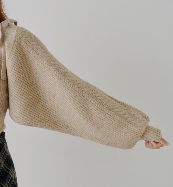  「ケーブルリボンキャミ+ボレロセット」|ニット・セーター|