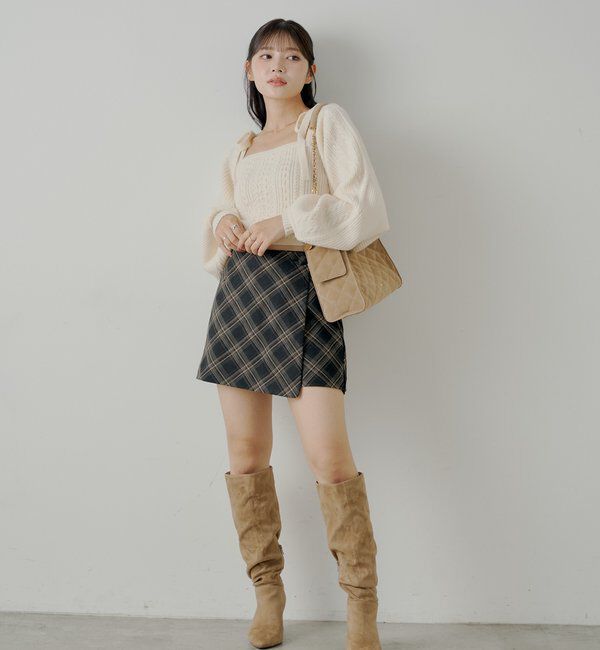  「ケーブルリボンキャミ+ボレロセット」|ニット・セーター|