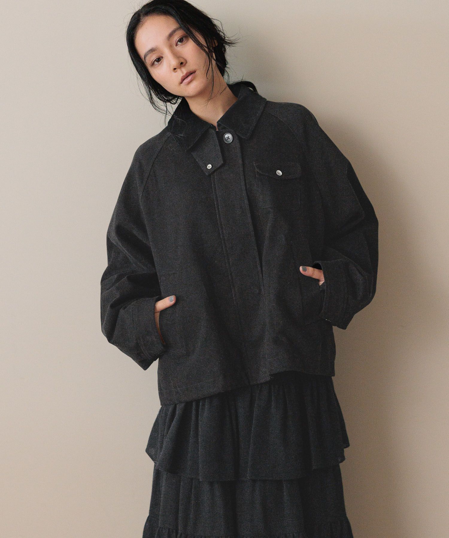 LOWRYS FARM「ハンティングジャケット」|ブルゾン・スタジャン|BLK