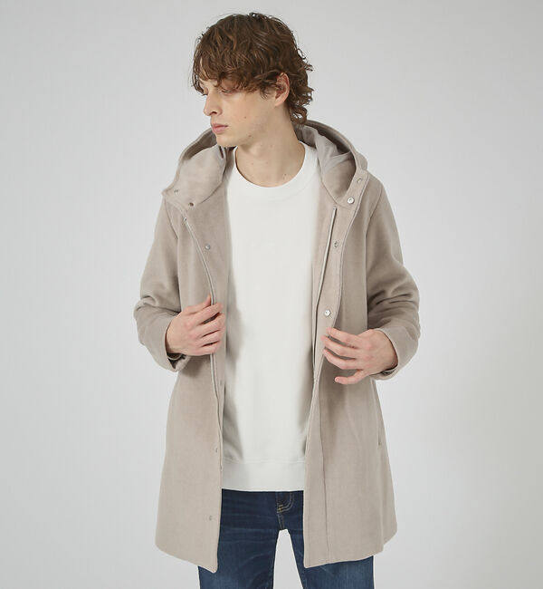 ABAHOUSE「【毛玉レス】ウール調メルトン フードコート」|その他|グレージュ