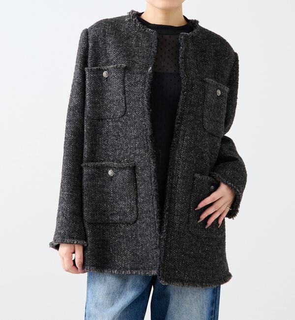 A_「【A_/エース】BALIノーカラーコート」|その他|チャコールグレー