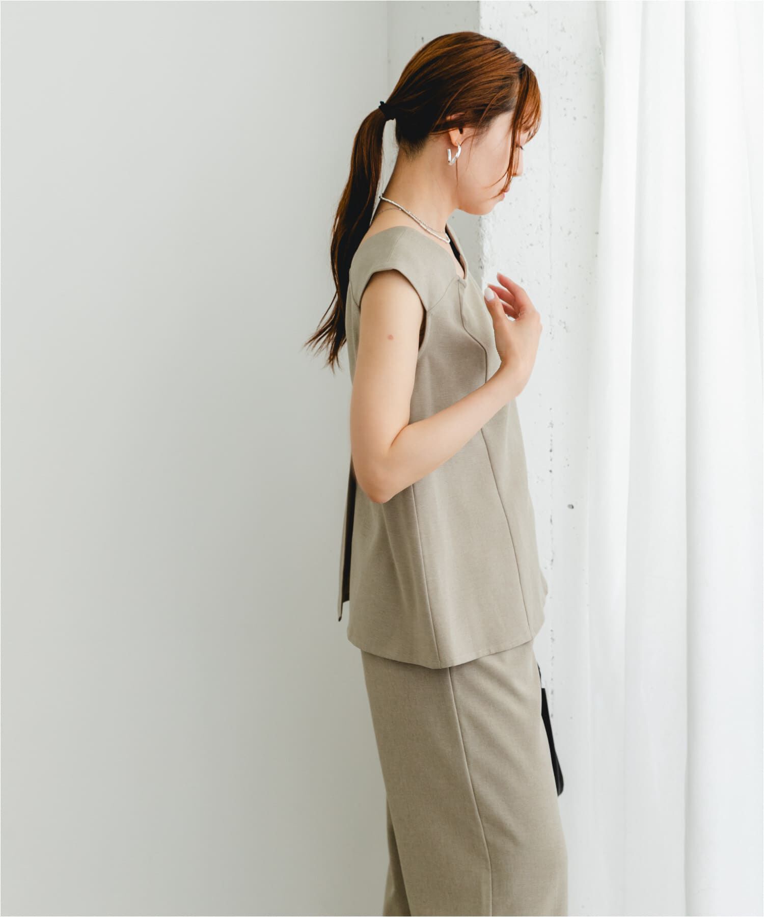 URBAN RESEARCH ROSSO「『UR TECH DRYLUXE』F by ROSSO　フレンチブラウス+ワイドパンツ」|その他|