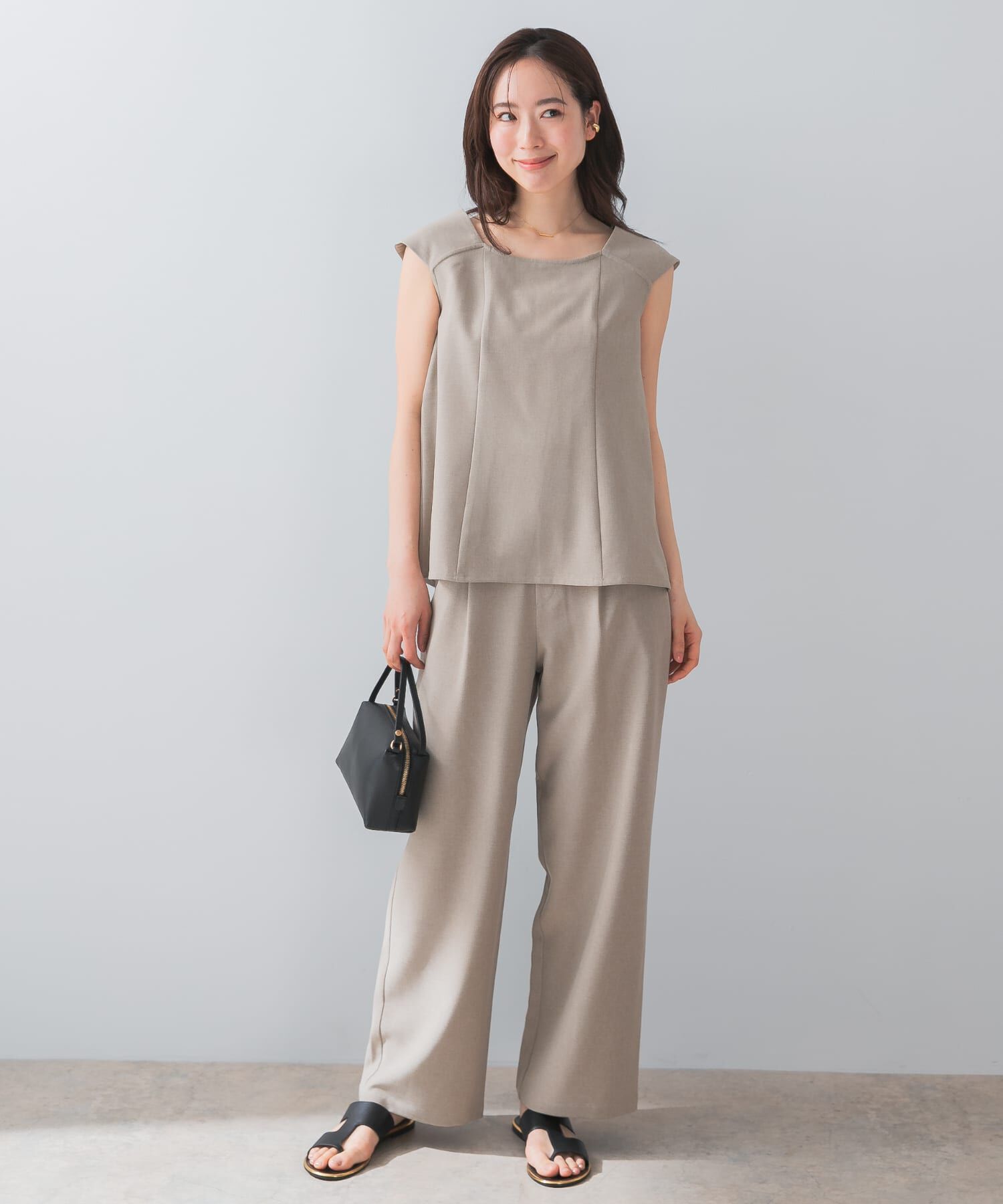 URBAN RESEARCH ROSSO「『UR TECH DRYLUXE』F by ROSSO　フレンチブラウス+ワイドパンツ」|その他|