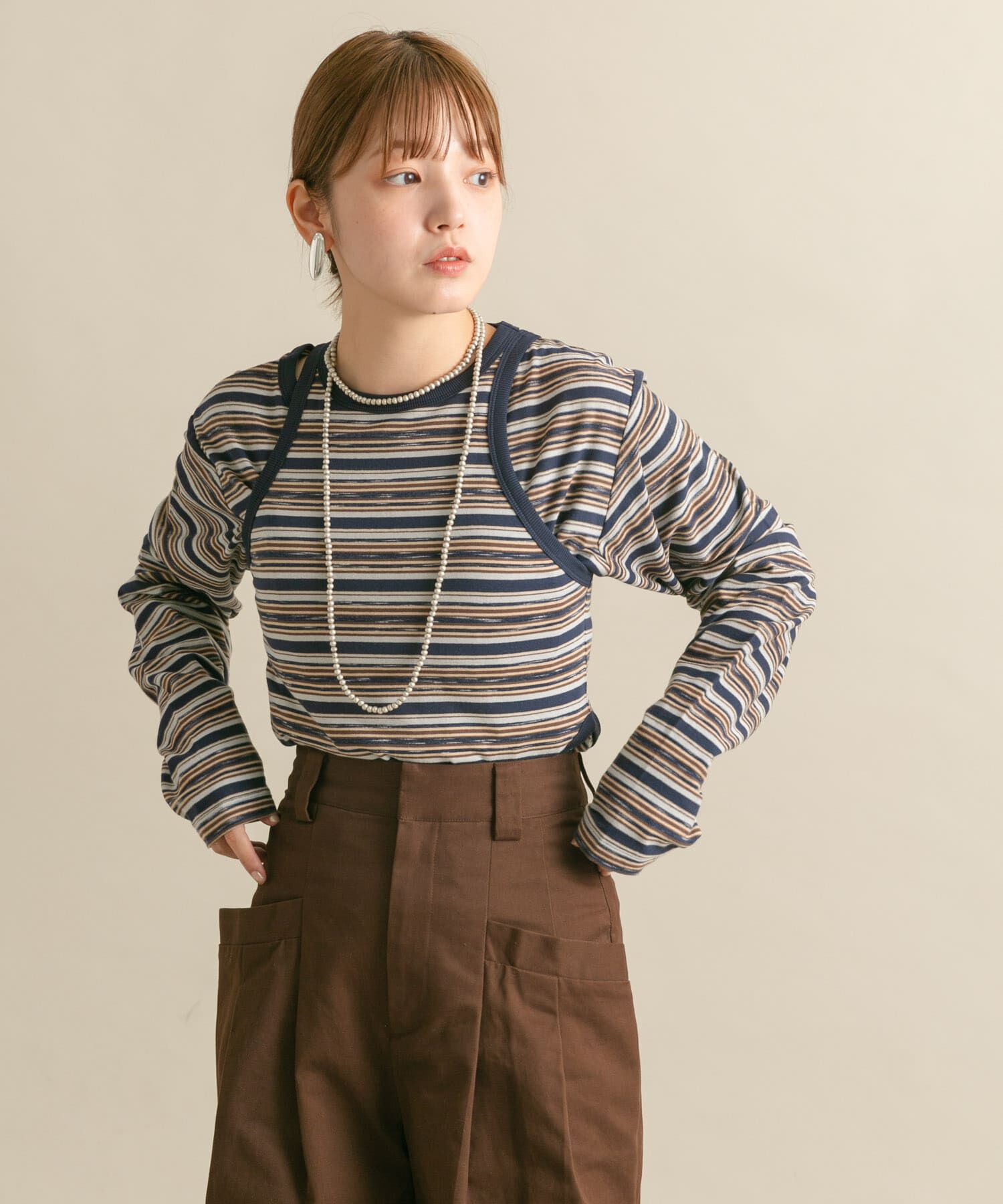  「ボーダータンクトップSETトップス」|Tシャツ・カットソー|