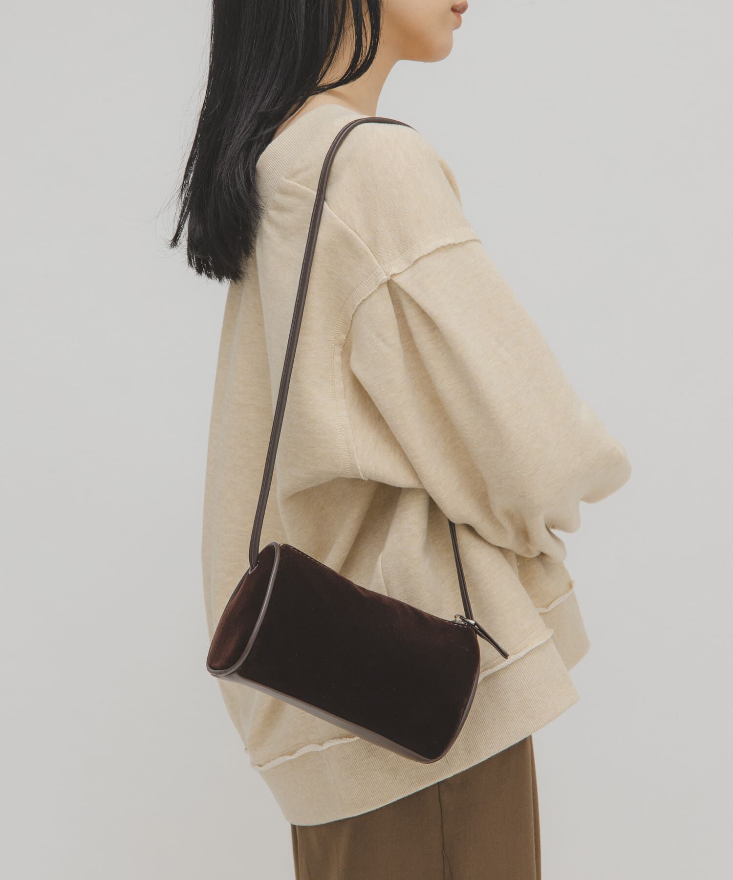  「ステッチデザインベロアミニBAG」|ショルダー・メッセンジャー|