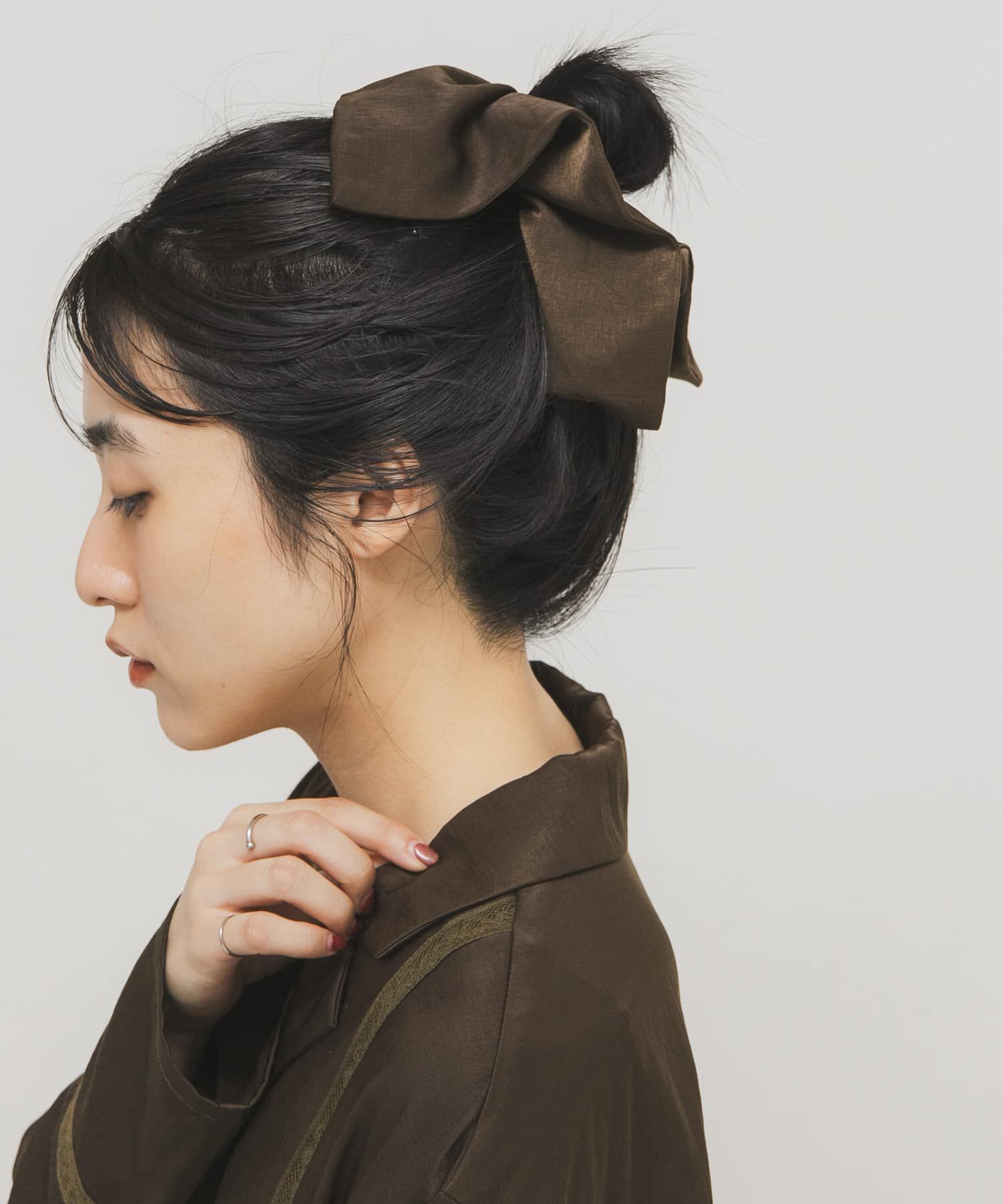  「サテンシュシュ(大)」|ヘアゴム・シュシュ|グリーン系その他