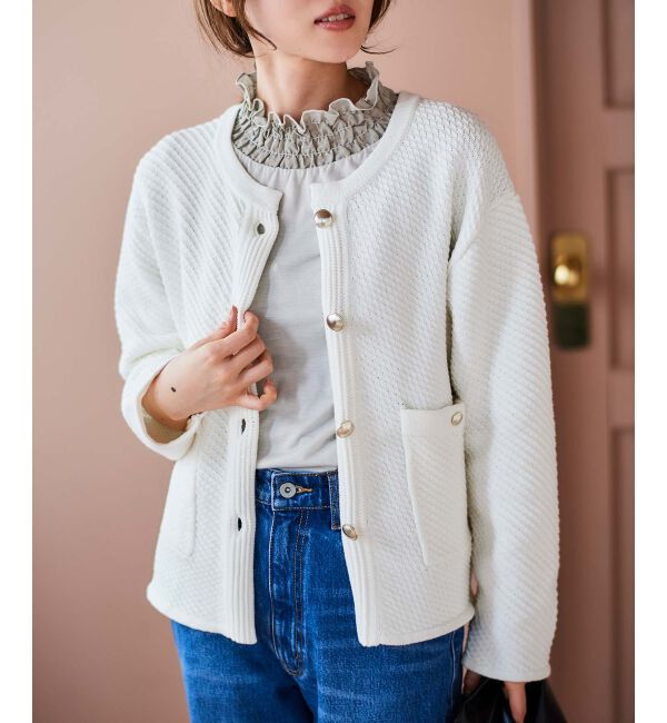 le.coeur blanc「《手洗い可能》変わり編みニットジャケット」|その他|