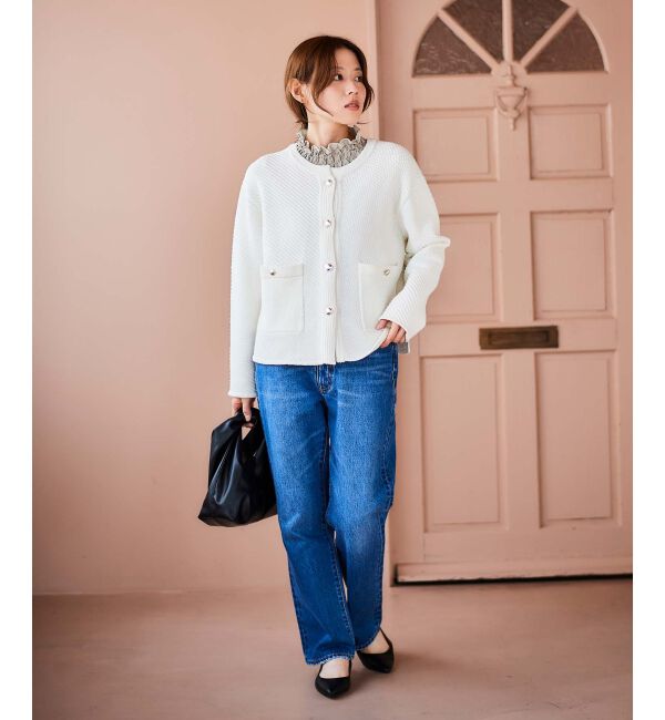 le.coeur blanc「《手洗い可能》変わり編みニットジャケット」|その他|