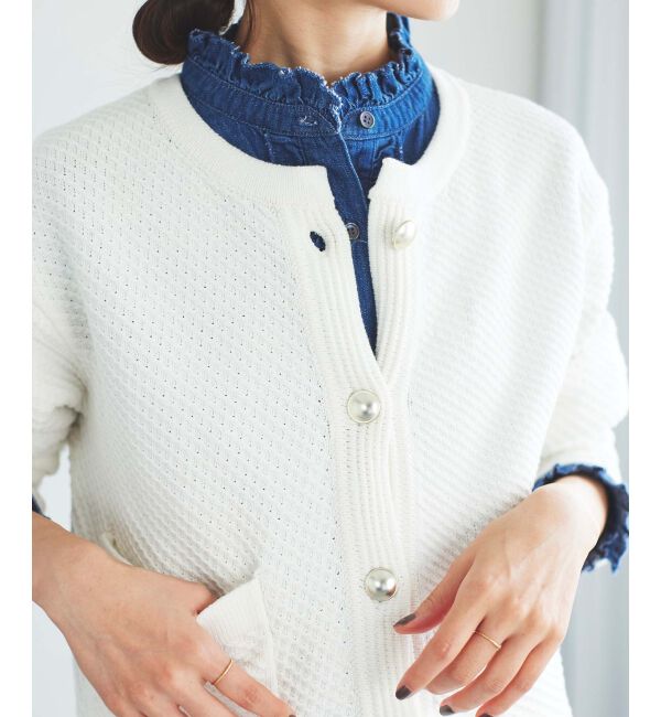 le.coeur blanc「《手洗い可能》変わり編みニットジャケット」|その他|