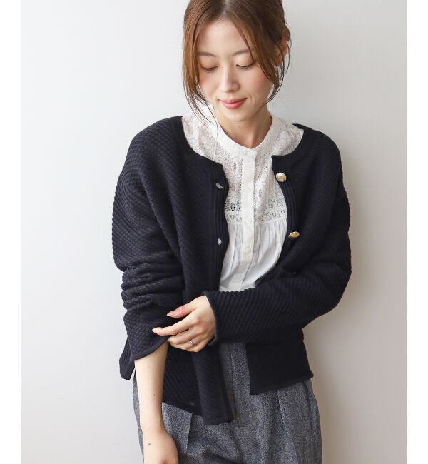 le.coeur blanc「《手洗い可能》変わり編みニットジャケット」|その他|