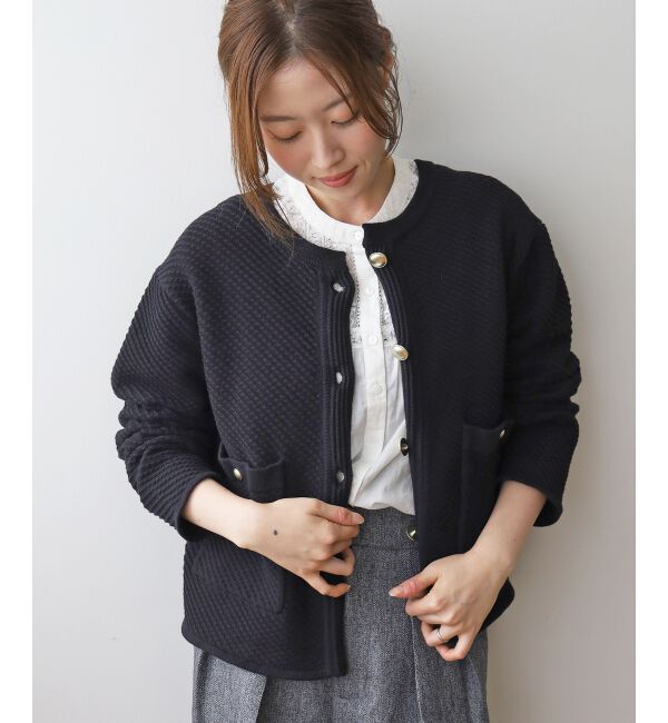 le.coeur blanc「《手洗い可能》変わり編みニットジャケット」|その他|