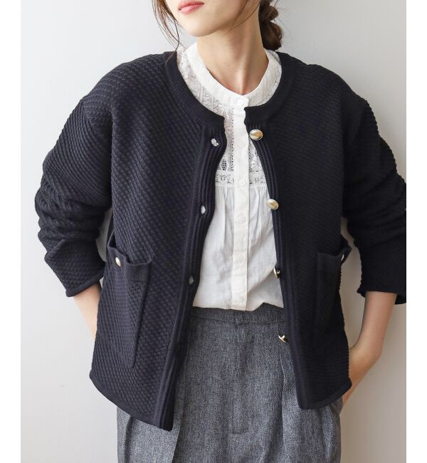 le.coeur blanc「《手洗い可能》変わり編みニットジャケット」|その他|
