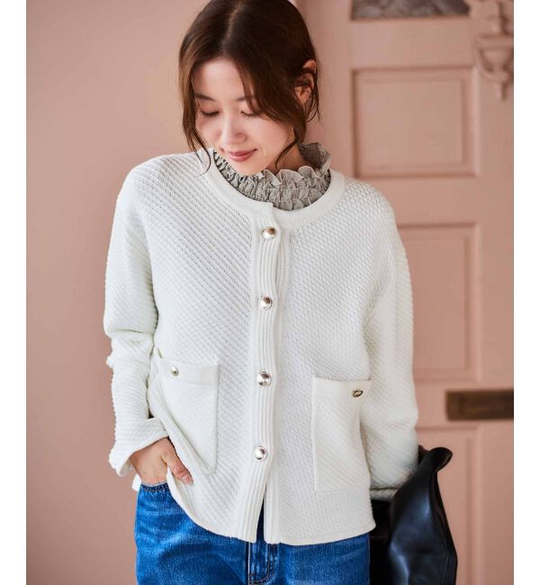 le.coeur blanc「《手洗い可能》変わり編みニットジャケット」|その他|