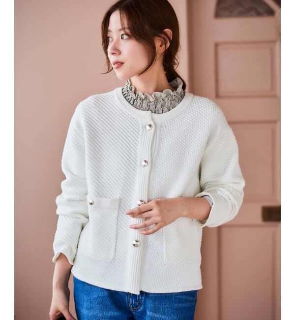 le.coeur blanc「《手洗い可能》変わり編みニットジャケット」|その他|
