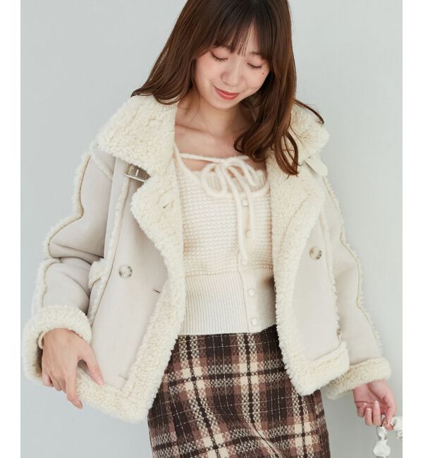 MAJESTICLEGON「もこもこボアショートジャケット」|その他|アイボリー