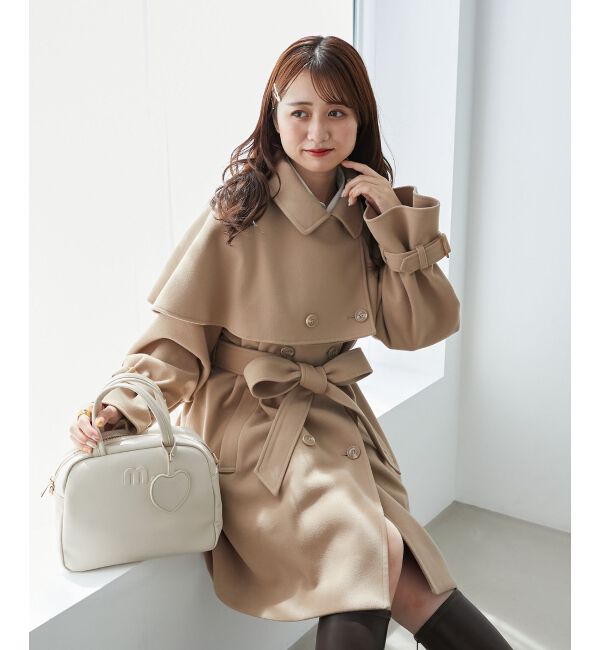  「ケープセットミディコート」|その他|ベージュ