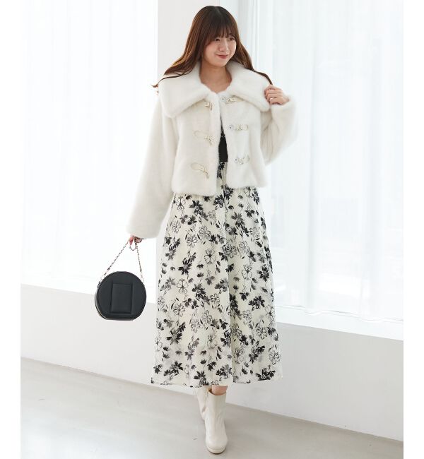  「ビット付きフワフワショートコート」|その他|