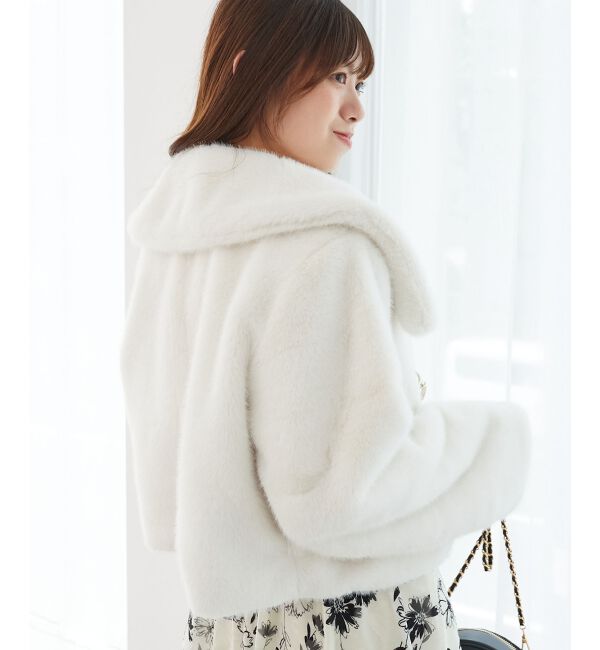  「ビット付きフワフワショートコート」|その他|