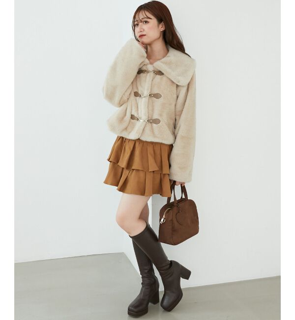  「ビット付きフワフワショートコート」|その他|