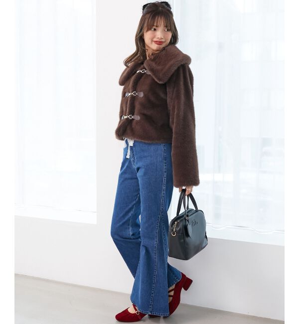  「ビット付きフワフワショートコート」|その他|