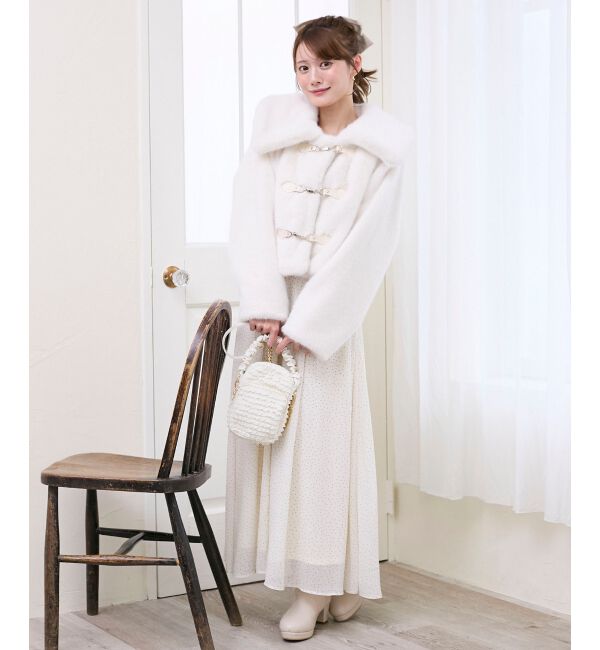  「ビット付きフワフワショートコート」|その他|