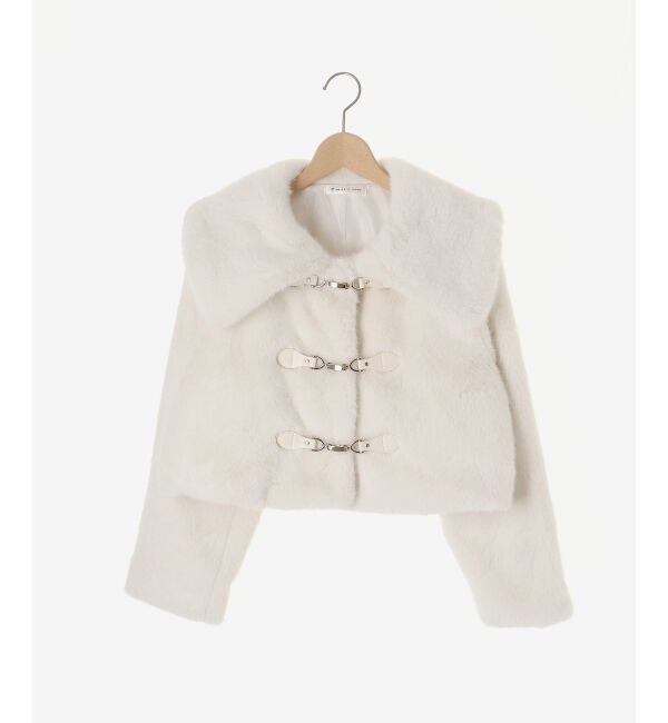  「ビット付きフワフワショートコート」|その他|