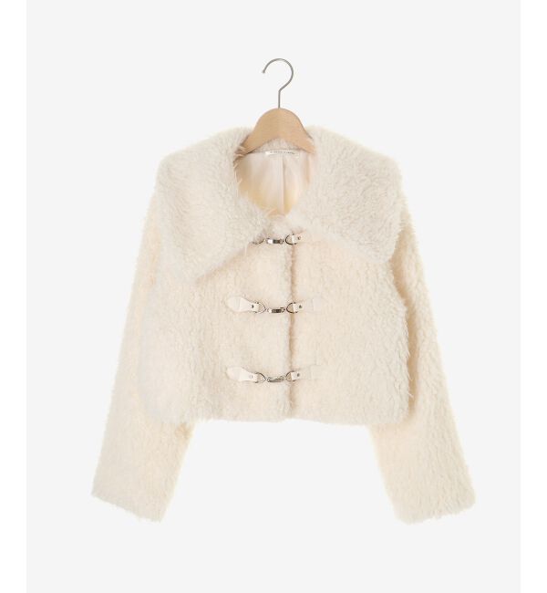  「ビット付きフワフワショートコート」|その他|