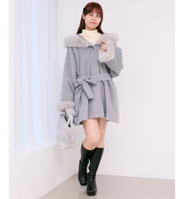  「フード付マルチwayフェイクファーコート」|その他|L／グレー
