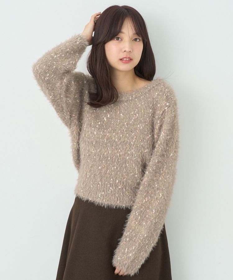 earth music&ecology「ジャンボノットシャギーニットプルオーバー」|ニット・セーター|Pink Beige