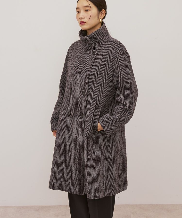 AMERICAN HOLIC「ヘリンボーンスタンドカラーコート」|その他|Black