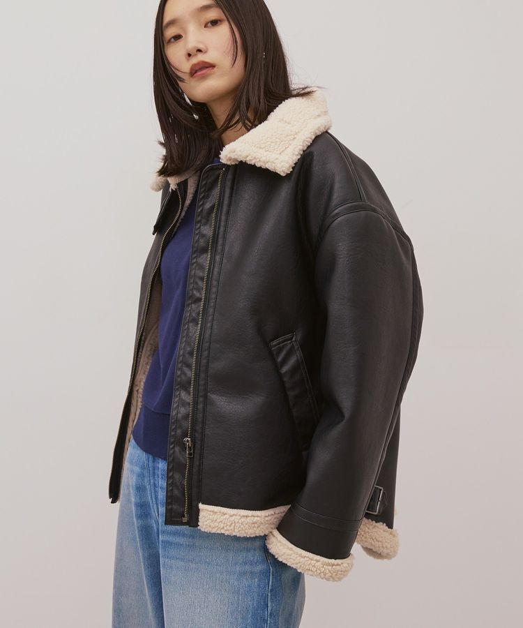 AMERICAN HOLIC「ボアフェイクレザーブルゾン」|その他|