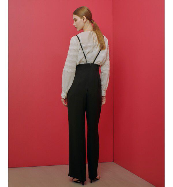 LOULOU WILLOUGHBY「【LOULOU WILLOUGHBY】ダブルクロスハイウエストサスペンダーパンツ」|オールインワン|