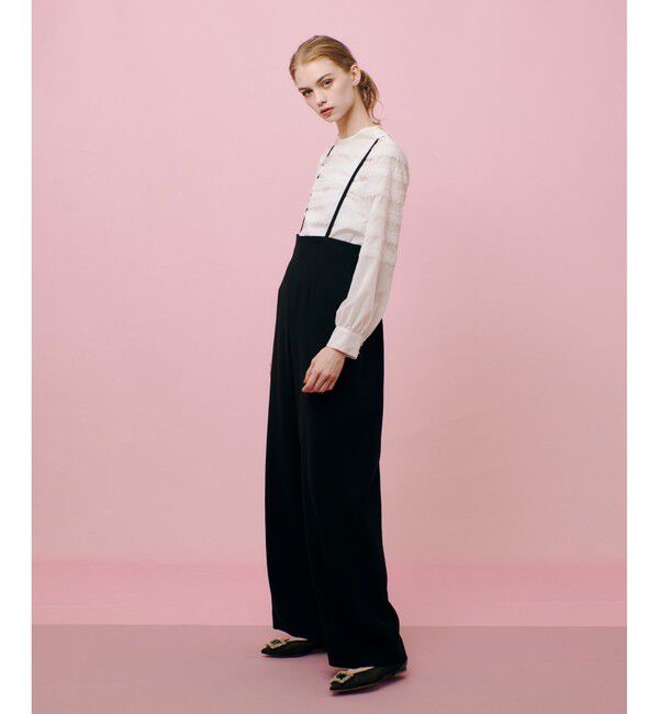 LOULOU WILLOUGHBY「【LOULOU WILLOUGHBY】ダブルクロスハイウエストサスペンダーパンツ」|オールインワン|