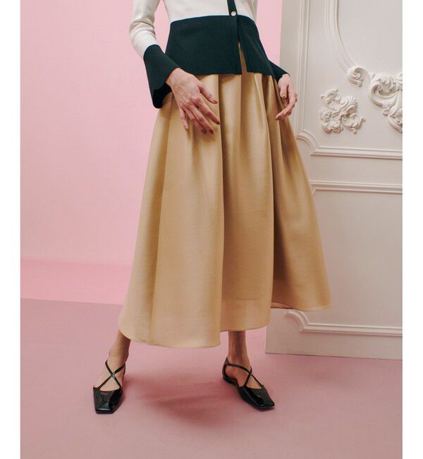 LOULOU WILLOUGHBY「【LOULOU WILLOUGHBY】シルキーダブルクロススカート」|スカート|ベージュ