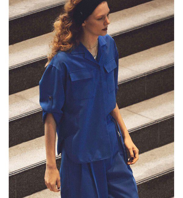 allureville「CRISPYカルゼターンバックシャツ」|シャツ・ブラウス|ブルー