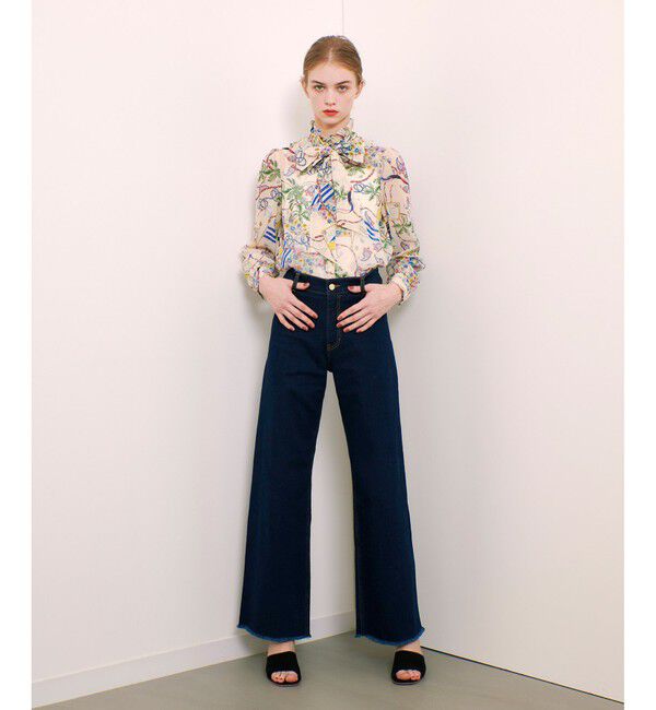 LOULOU WILLOUGHBY「【LOULOU WILLOUGHBY】デニムヘムフリンジパンツ」|デニム|