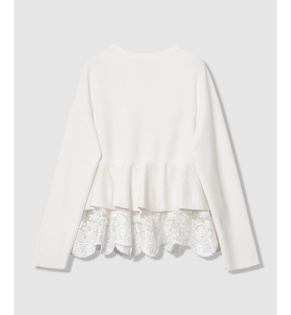 LOULOU WILLOUGHBY「【LOULOU WILLOUGHBY】レースレイヤーペプラムカーディガン」|カーディガン|