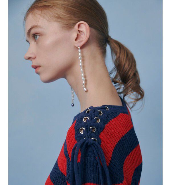 LOULOU WILLOUGHBY「【LOULOU WILLOUGHBY】レースアップショルダープルオーバー」|ニット・セーター|