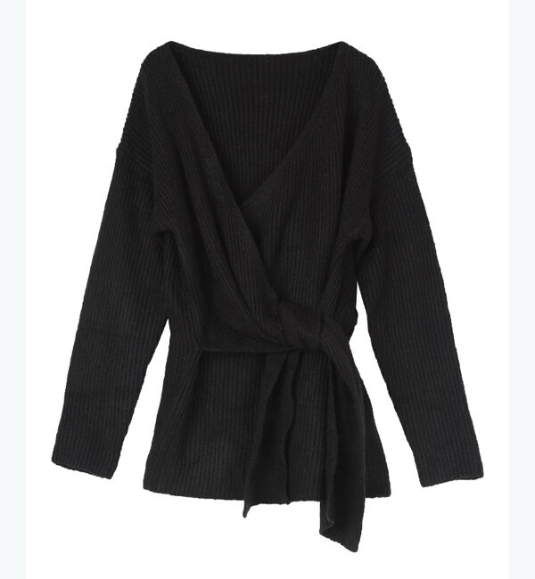 ur's「フロントリボンニットトップス」|ニット・セーター|ブラック