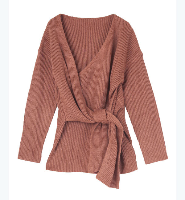 ur's「フロントリボンニットトップス」|ニット・セーター|ピンクブラウン