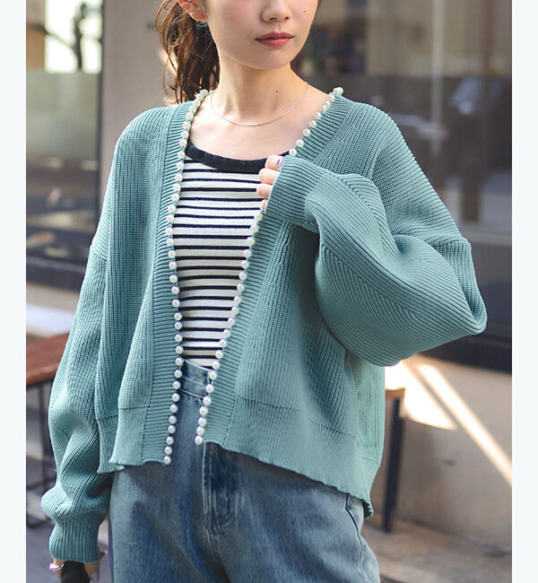 titivate「パールデザインニットカーディガン」|カーディガン|