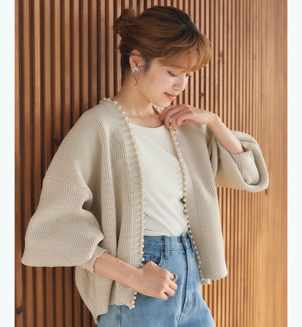 titivate「パールデザインニットカーディガン」|カーディガン|