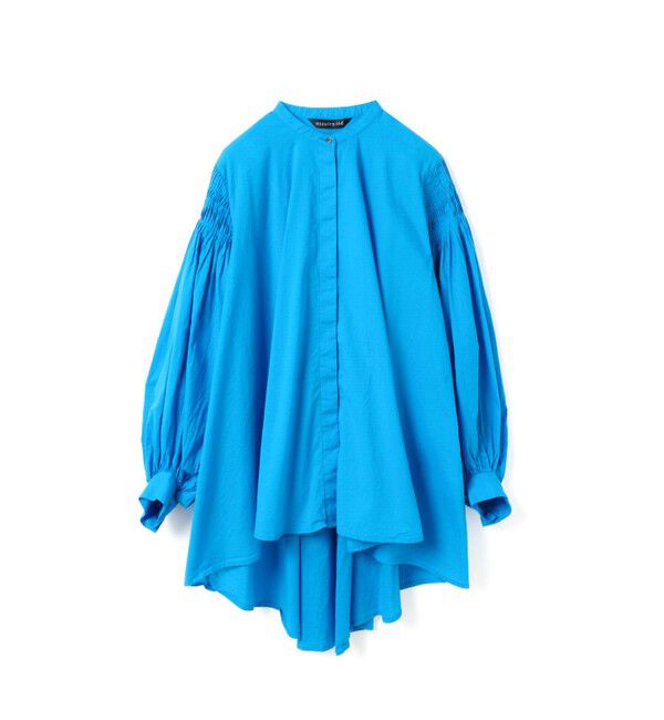 mizuiro ind「mizuiro ind ピンタックパフスリーブシャツ」|シャツ・ブラウス|ブルー