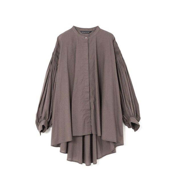 mizuiro ind「mizuiro ind ピンタックパフスリーブシャツ」|シャツ・ブラウス|グレー