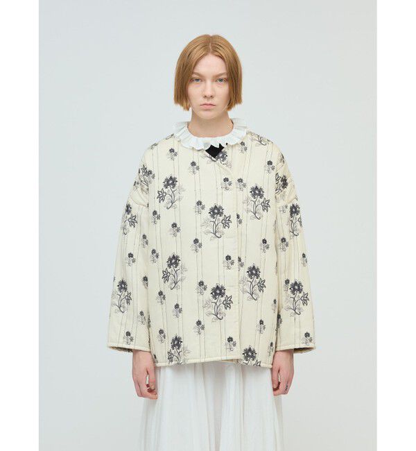 mizuiro ind「mizuiro ind プリントキルティングジャケット」|その他|アイボリー