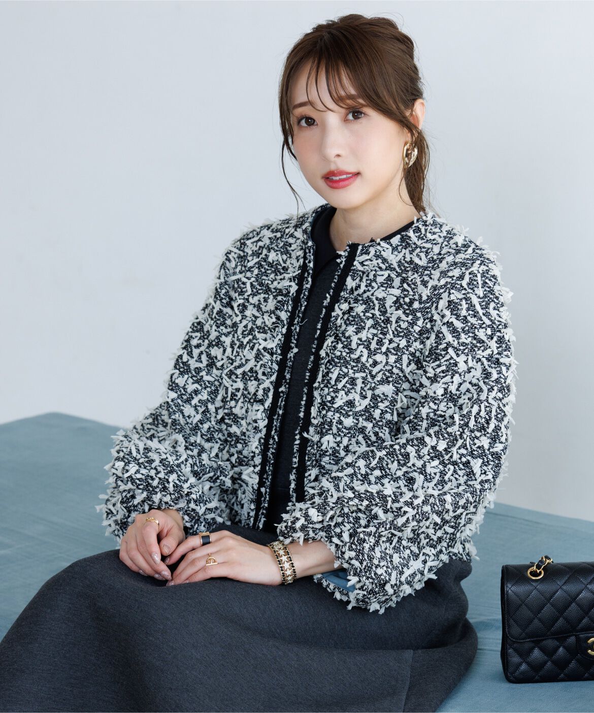 Maglie le cassetto「《M Maglie le cassetto&times;冨張愛》ツイードで魅せるこなれブルゾン」|その他|オフホワイト1