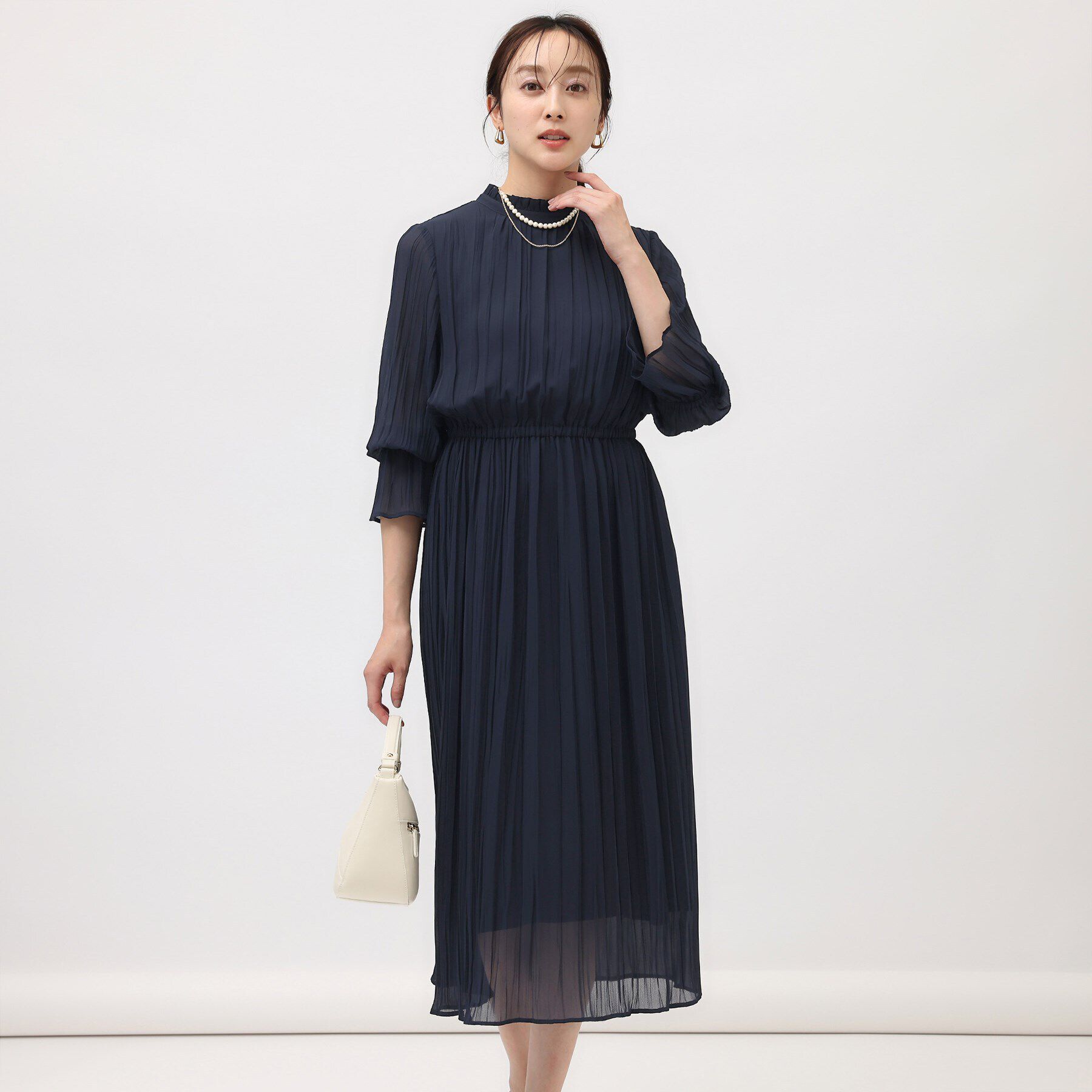 UNTITLED「【お呼ばれドレス】ジョーゼット オケージョンワンピース」|ワンピース|ネイビー(094)
