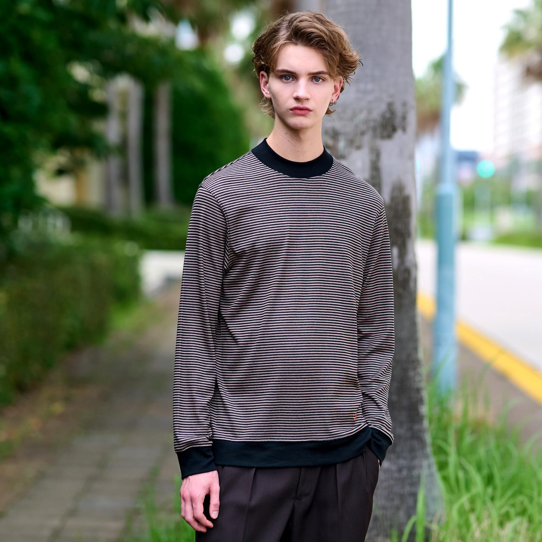 DRESSTERIOR「モックネック ボーダーカットソー」|Tシャツ・カットソー|