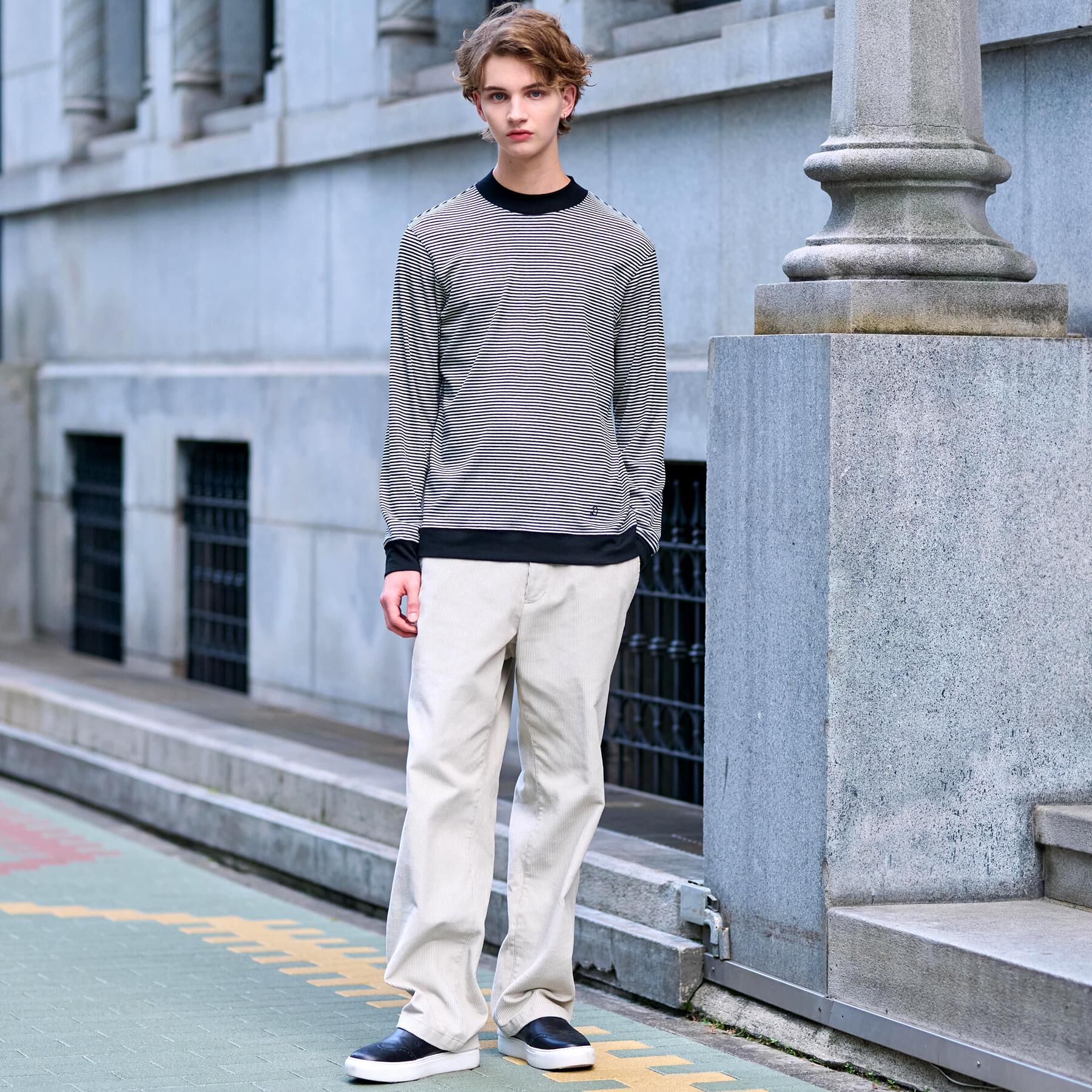 DRESSTERIOR「モックネック ボーダーカットソー」|Tシャツ・カットソー|